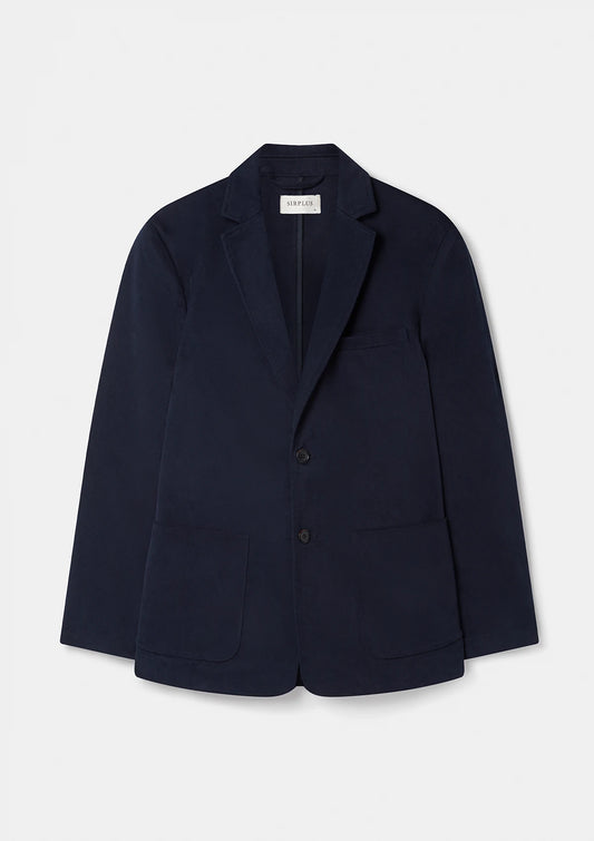 Navy Cotton Twill Blazer, Blazers - SIRPLUS