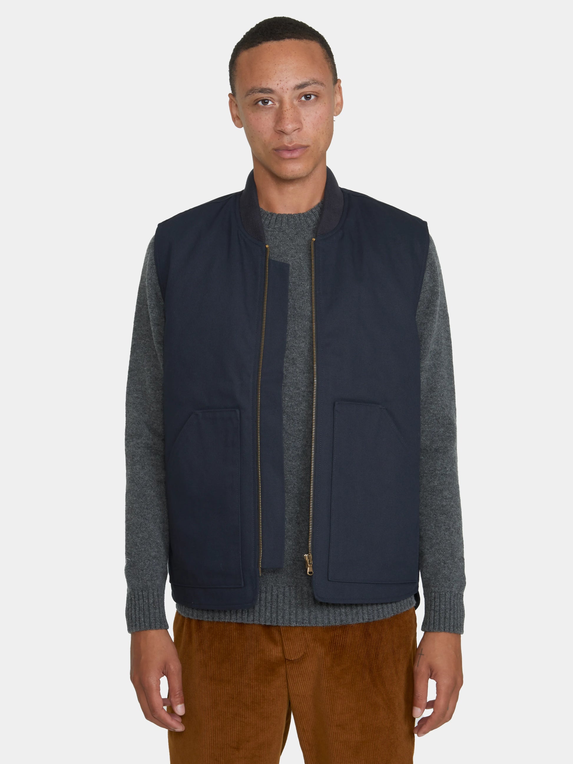 Navy Cotton Twill Gilet, Gilets - SIRPLUS