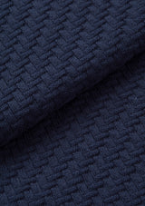 Navy Herringbone Knit Polo, Polo Shirts - SIRPLUS