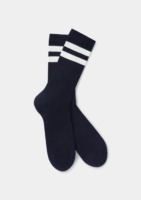 Navy Organic Cotton Ribbed Socks, Socks - SIRPLUS