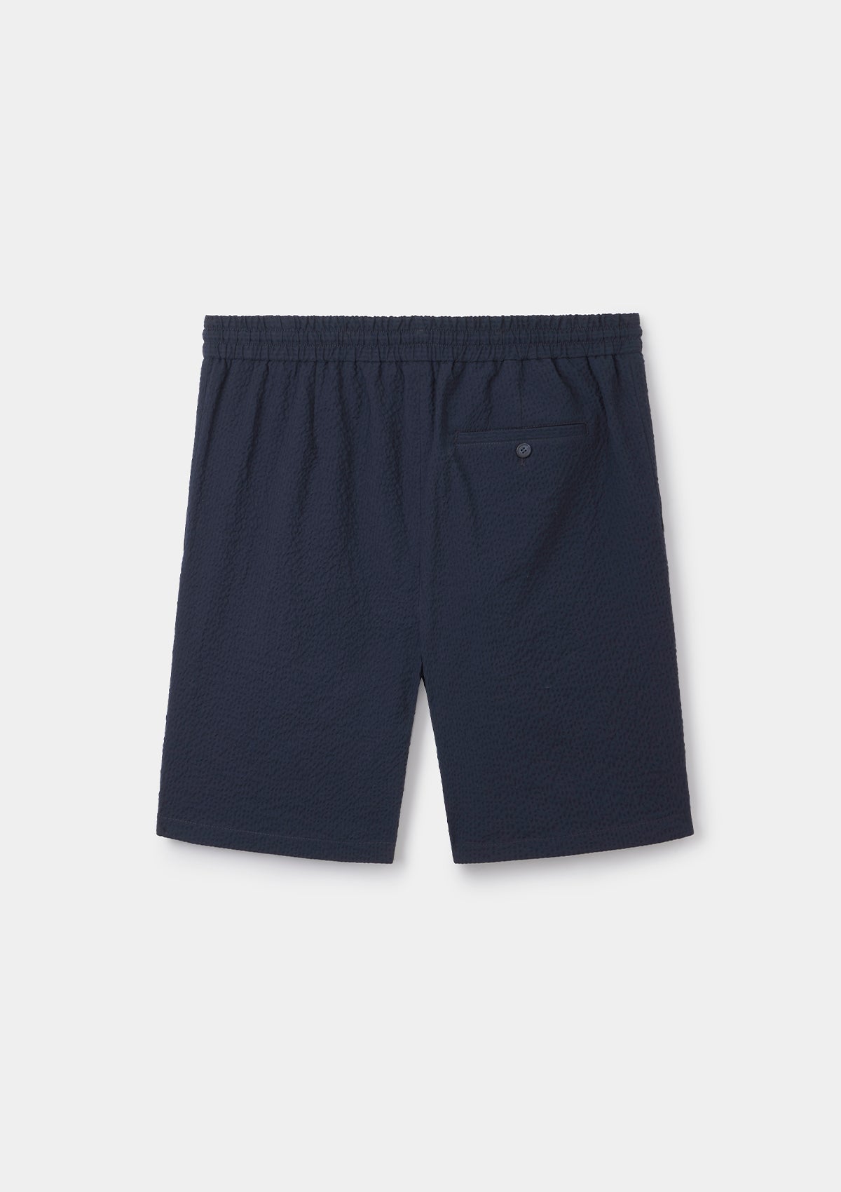 Navy Seersucker Cotton Drawstring Shorts, Shorts - SIRPLUS
