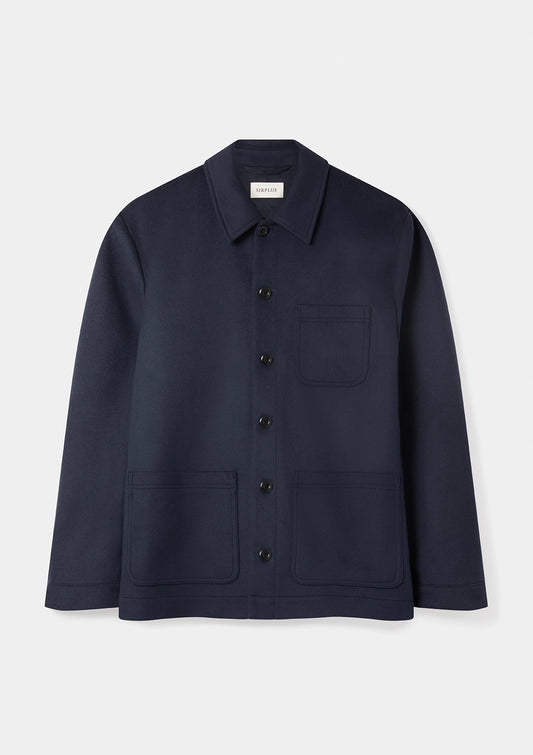 Navy Wool Cashmere Chore Jacket, Chore Jackets - SIRPLUS