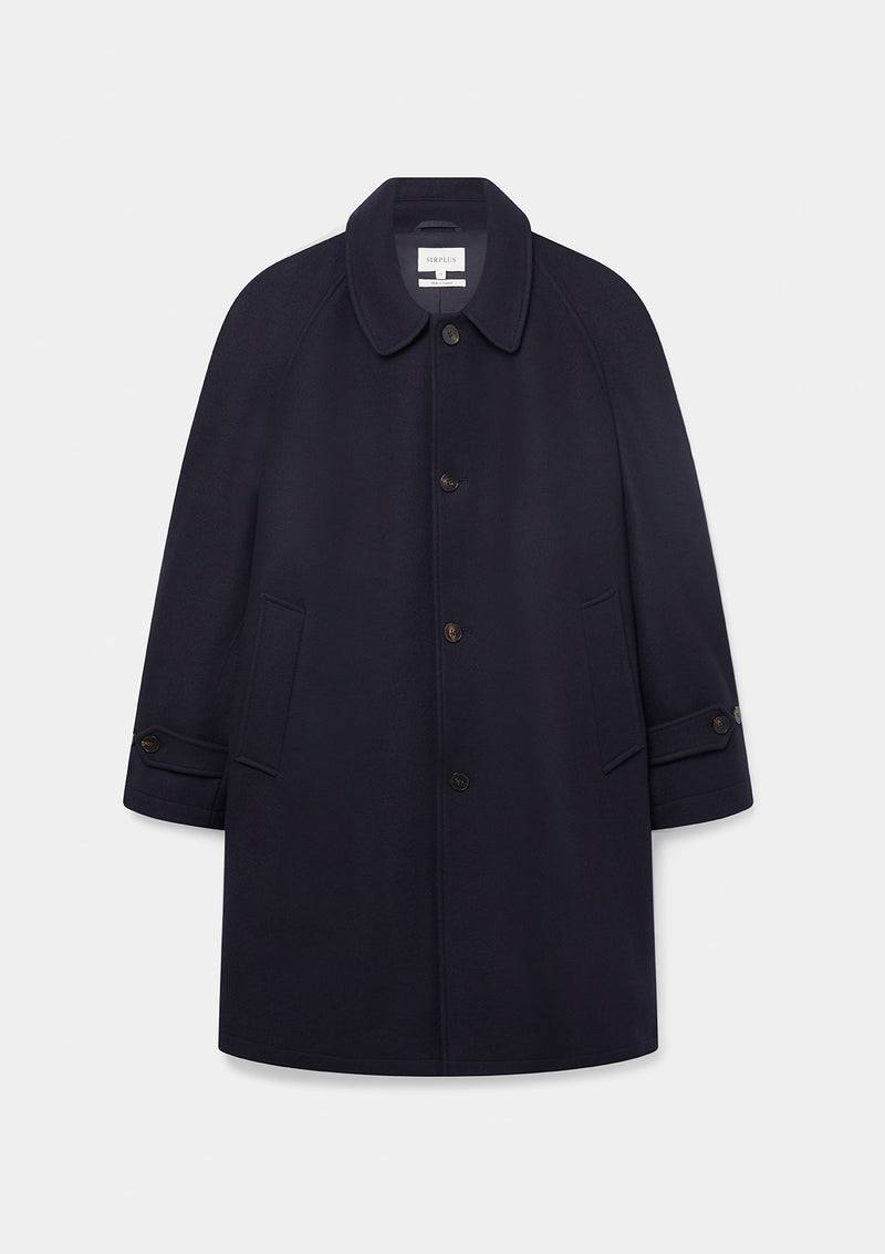 Navy Wool Twill Raglan Overcoat, Coats - SIRPLUS
