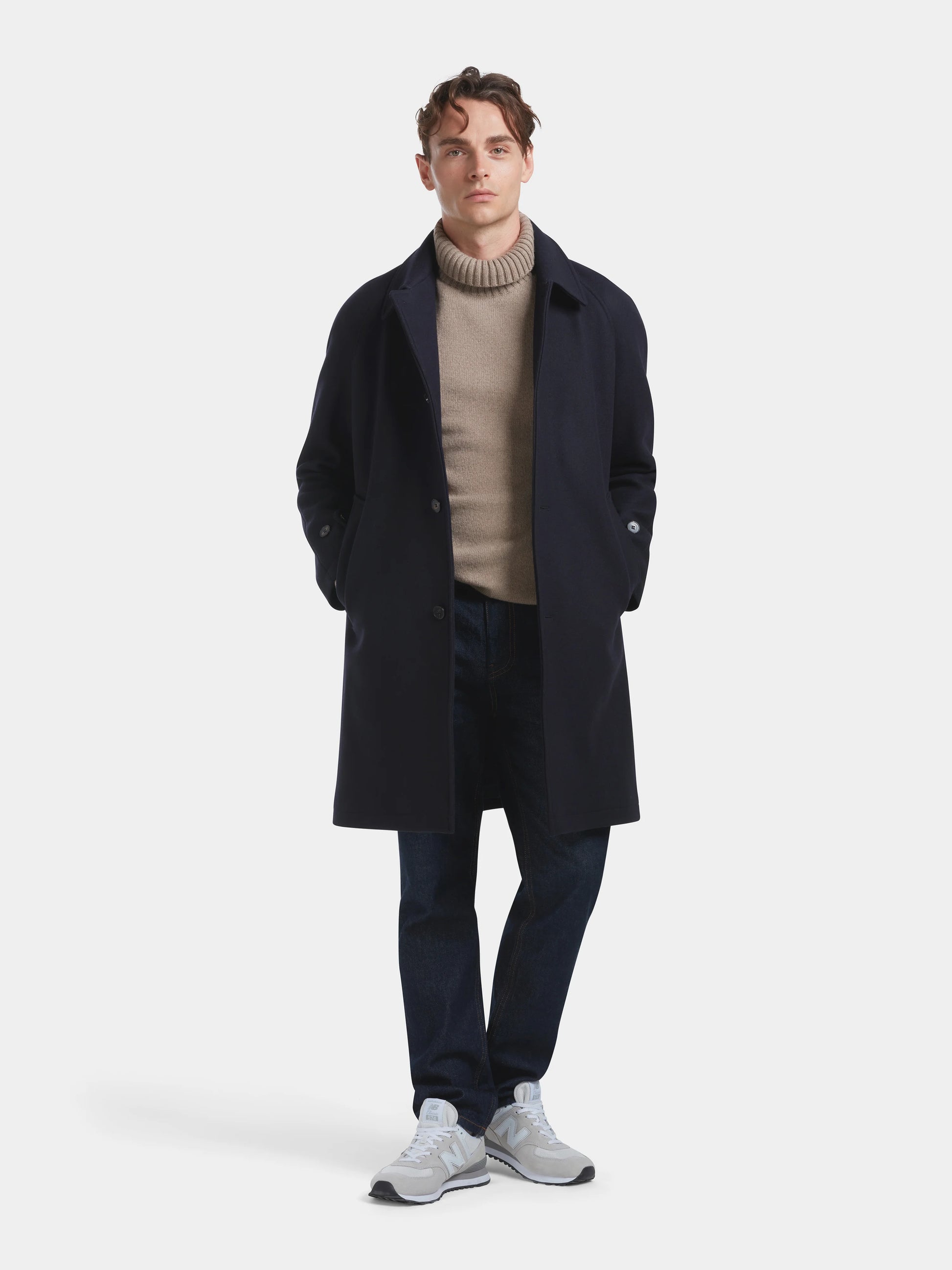 Navy Wool Raglan Overcoat, Coats - SIRPLUS