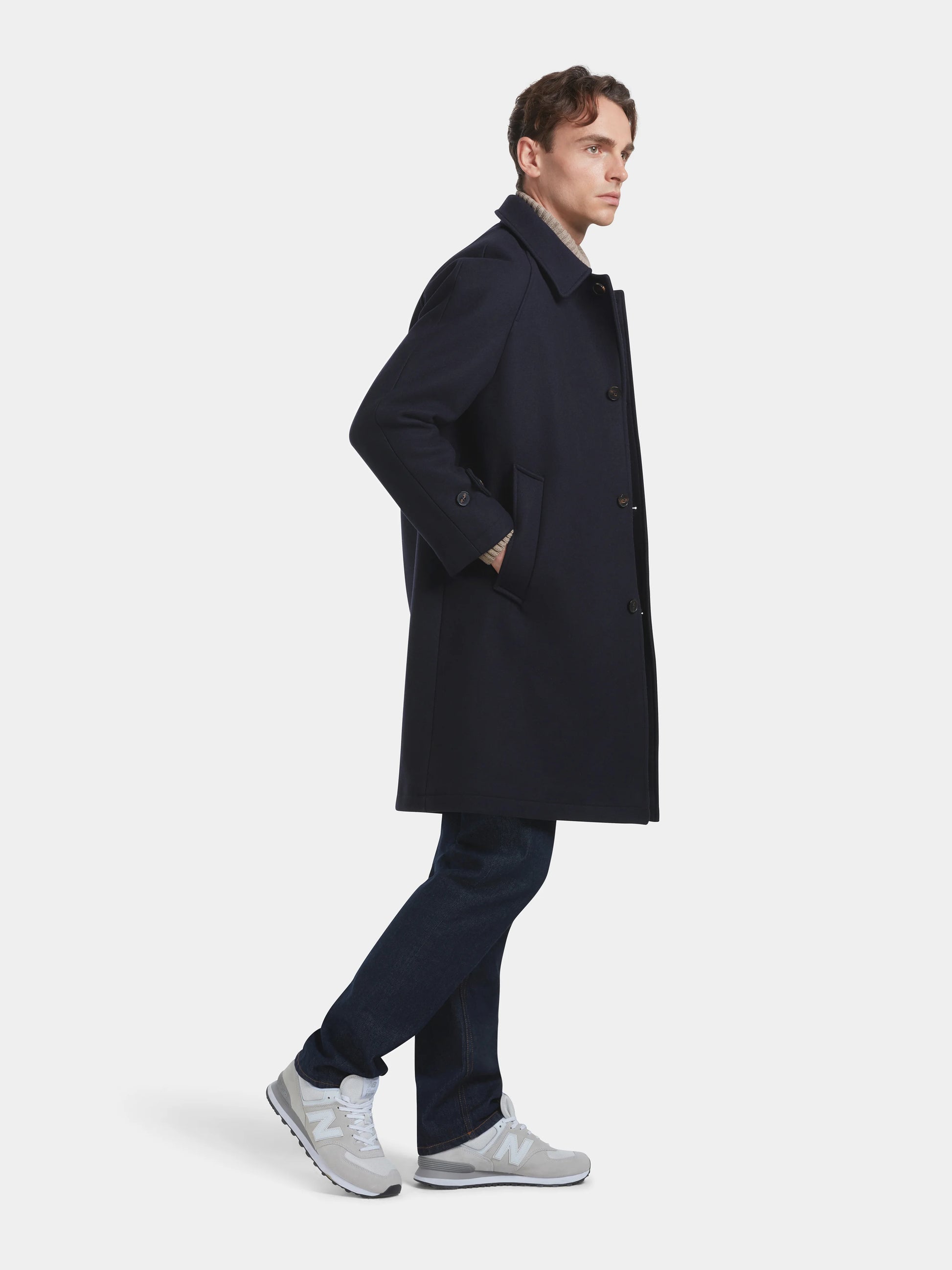 Navy Wool Raglan Overcoat, Coats - SIRPLUS