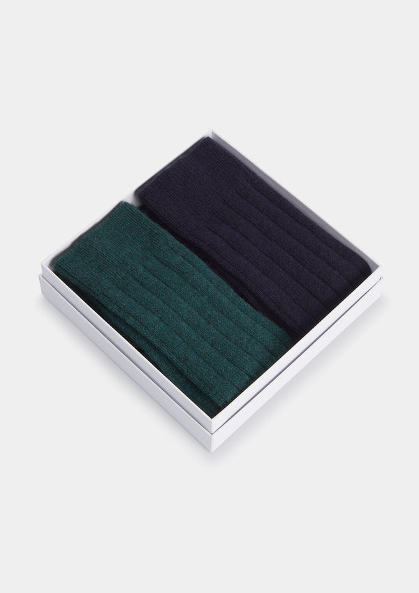 Navy & Green Cashmere Socks Gift Box, Gift Boxes - SIRPLUS