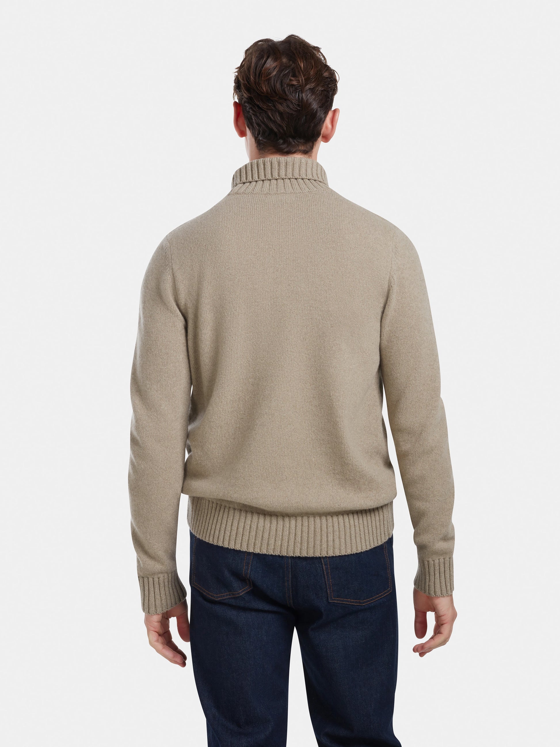 Oatmeal Cashmere Roll Neck Jumper, Knitwear - SIRPLUS