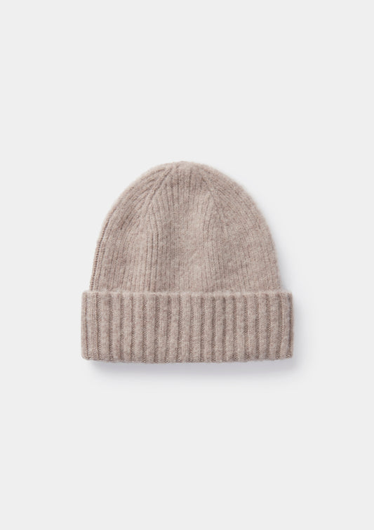 Oat Lambswool Ribbed Beanie, Hat - SIRPLUS