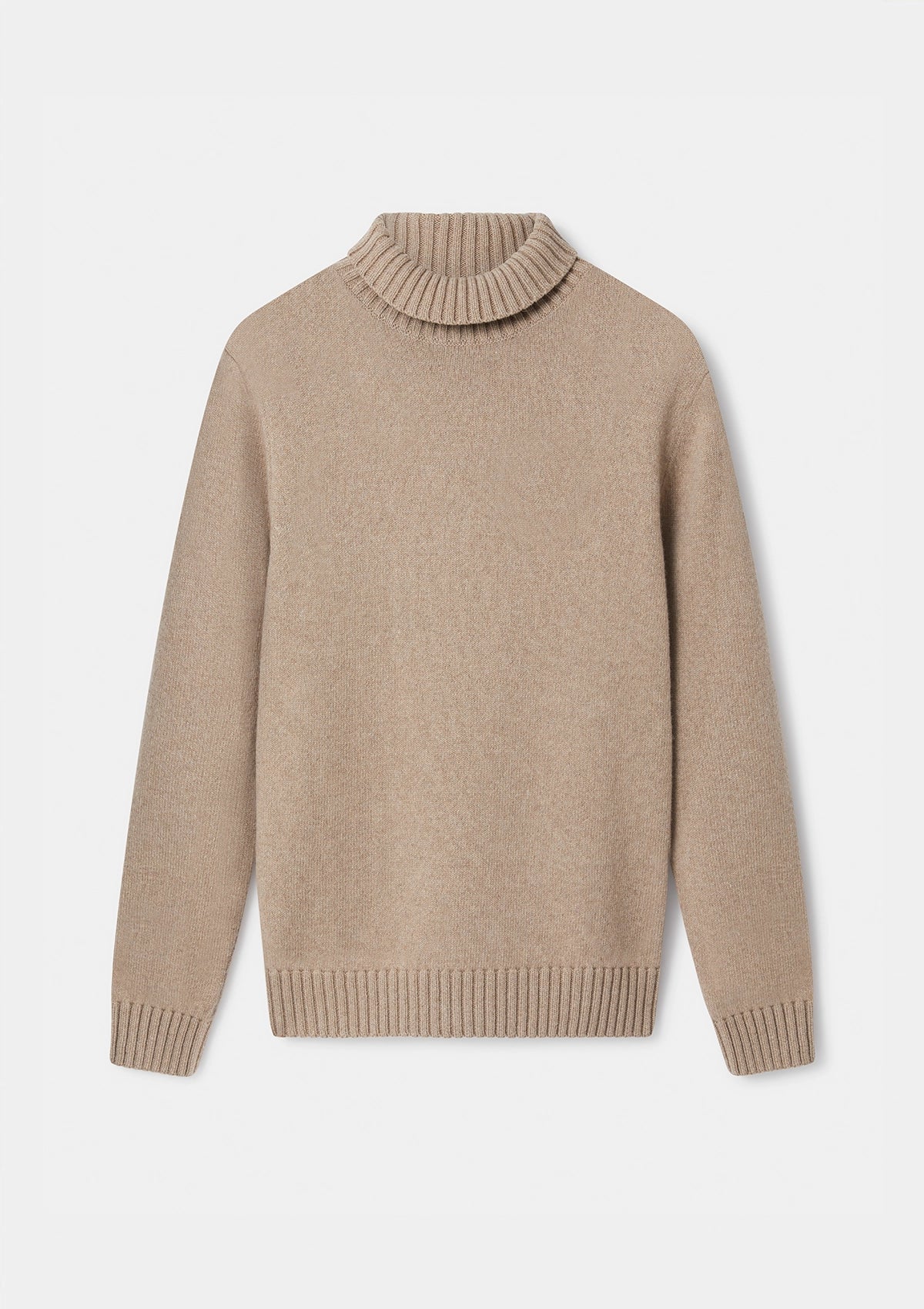 Oatmeal Cashmere Roll Neck Jumper, Knitwear - SIRPLUS