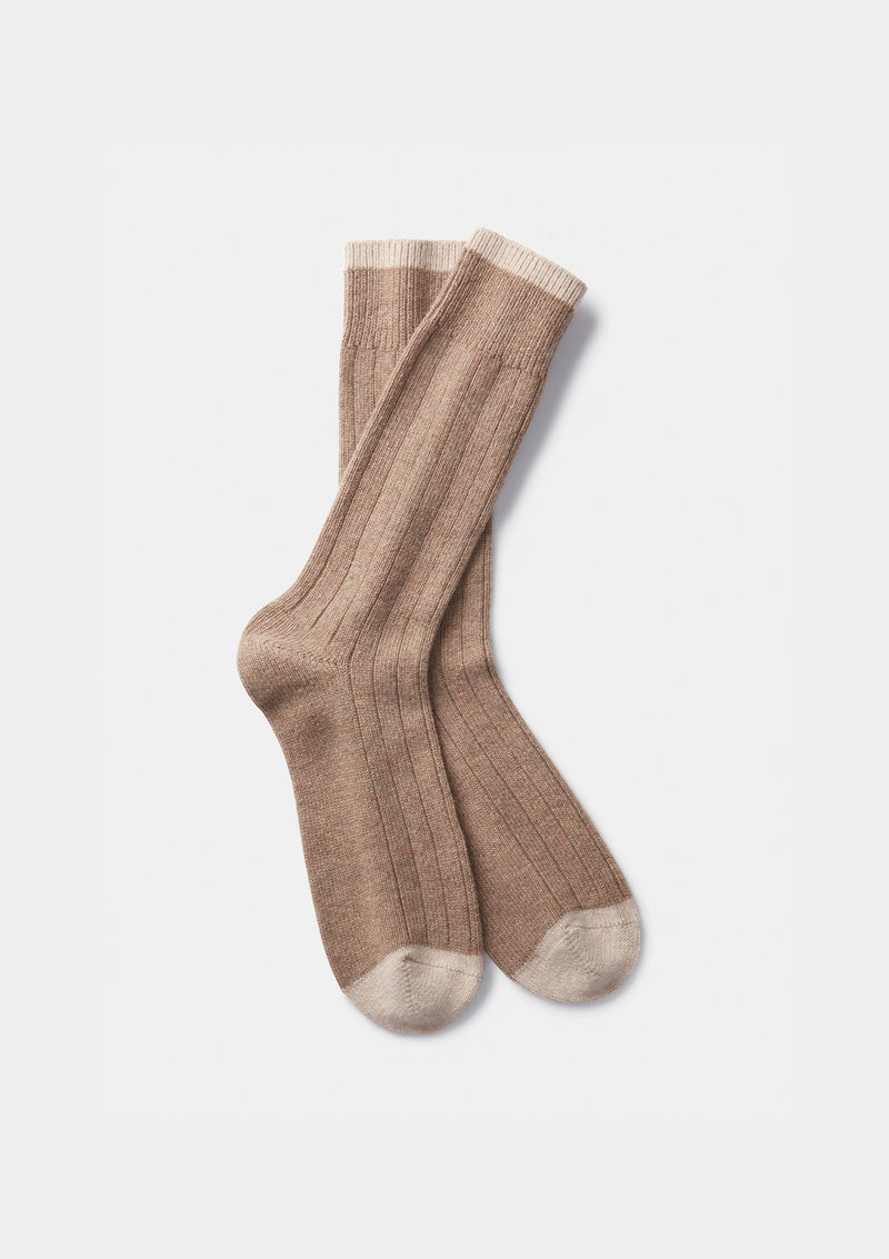 Oatmeal Wool Cashmere Blend Socks, Socks - SIRPLUS