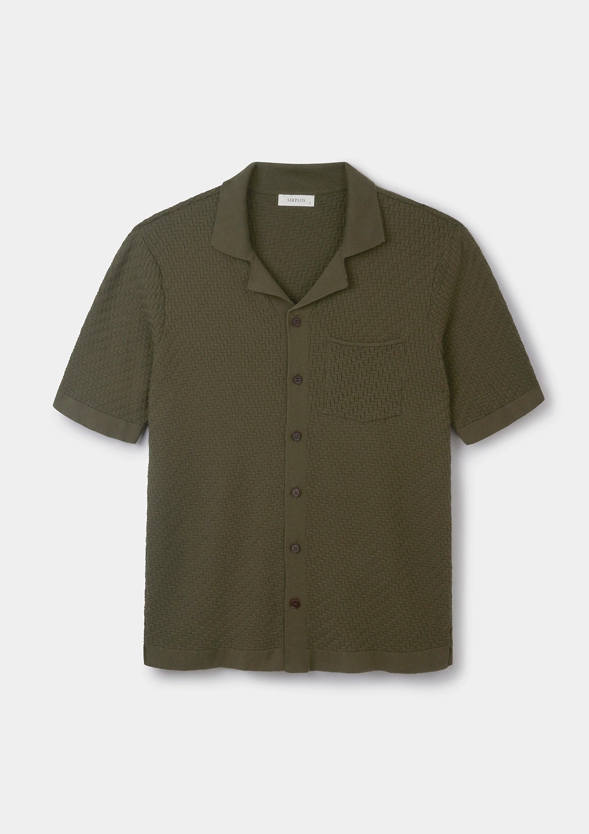 Olive Green Herringbone Knit Polo, Polo Shirts - SIRPLUS