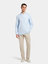 Pale Blue Cotton Linen Mandarin Kaftan, Grandad Shirt - SIRPLUS