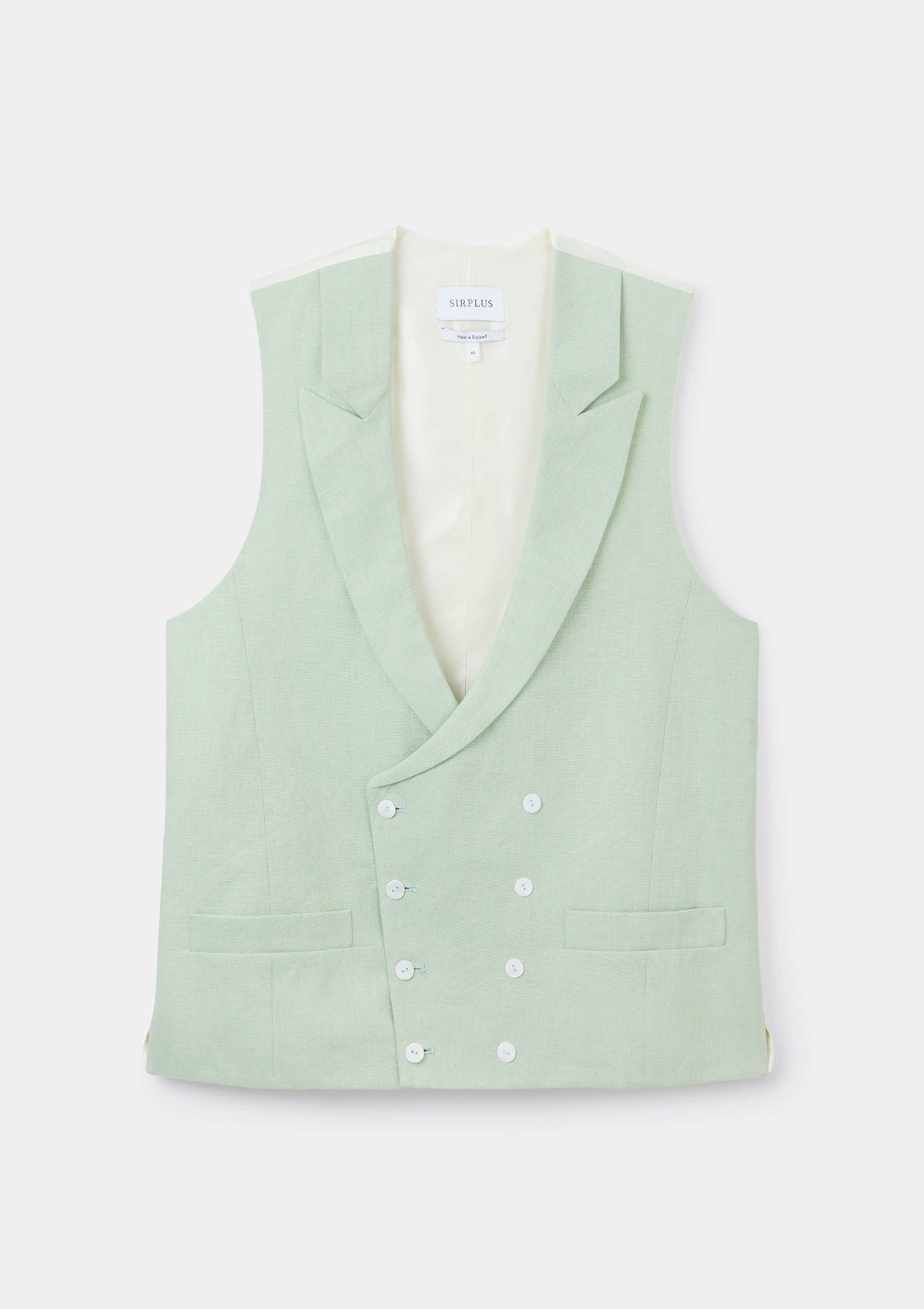 Pistachio Peak Lapel Double Breasted Waistcoat, Double Breasted Waistcoat - SIRPLUS