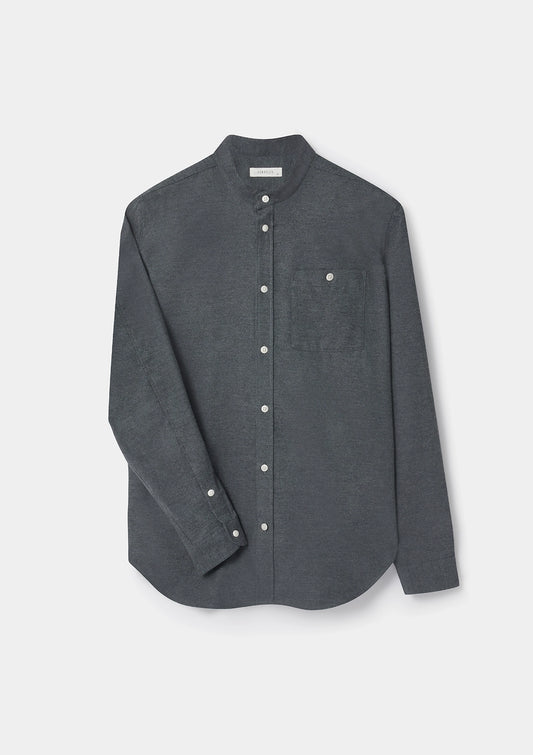 Rifle Green Cotton Cashmere Grandad Shirt, Grandad Shirt - SIRPLUS