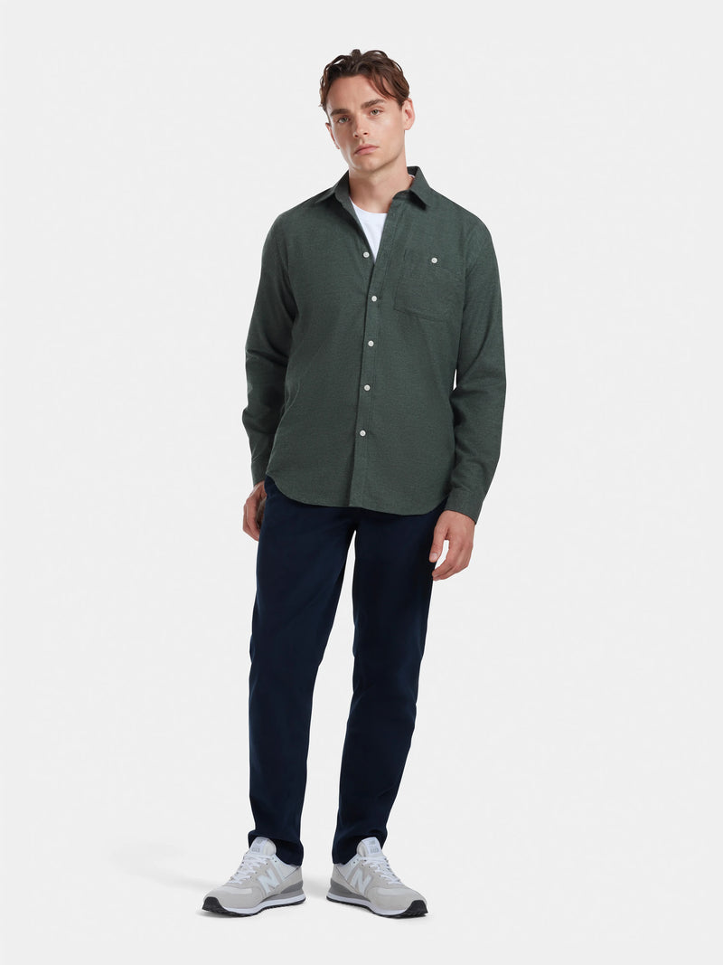 Rifle Green Cotton Cashmere Shirt, Collar Shirt - SIRPLUS