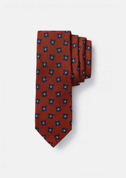 Rust Flower Wool Silk Tie, Ties - SIRPLUS