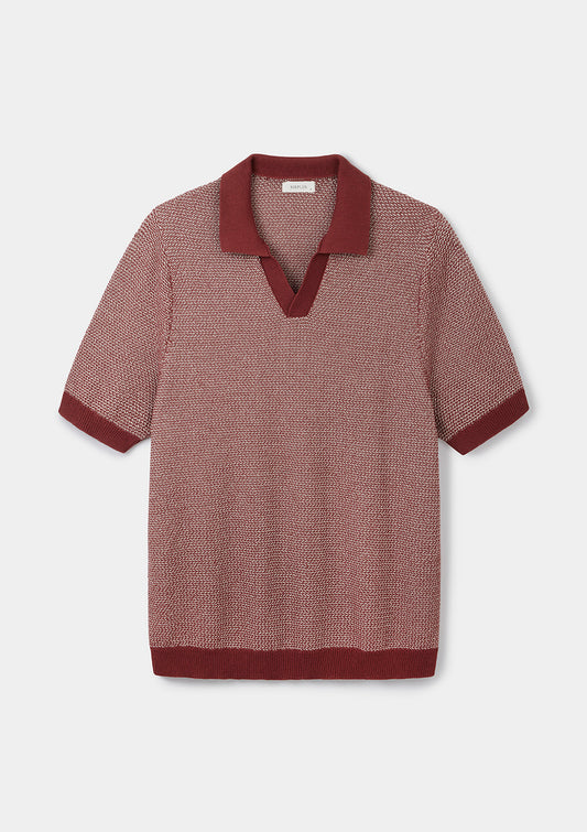 Rust Melange Knit Resort Polo, Polo Shirts - SIRPLUS