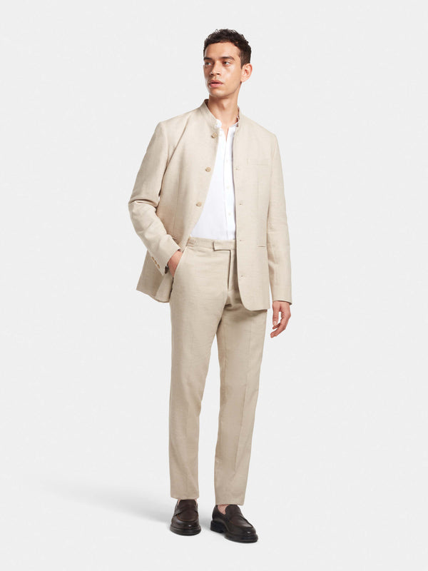 Sand Cotton Linen Formal Trousers, Formal Trousers - SIRPLUS