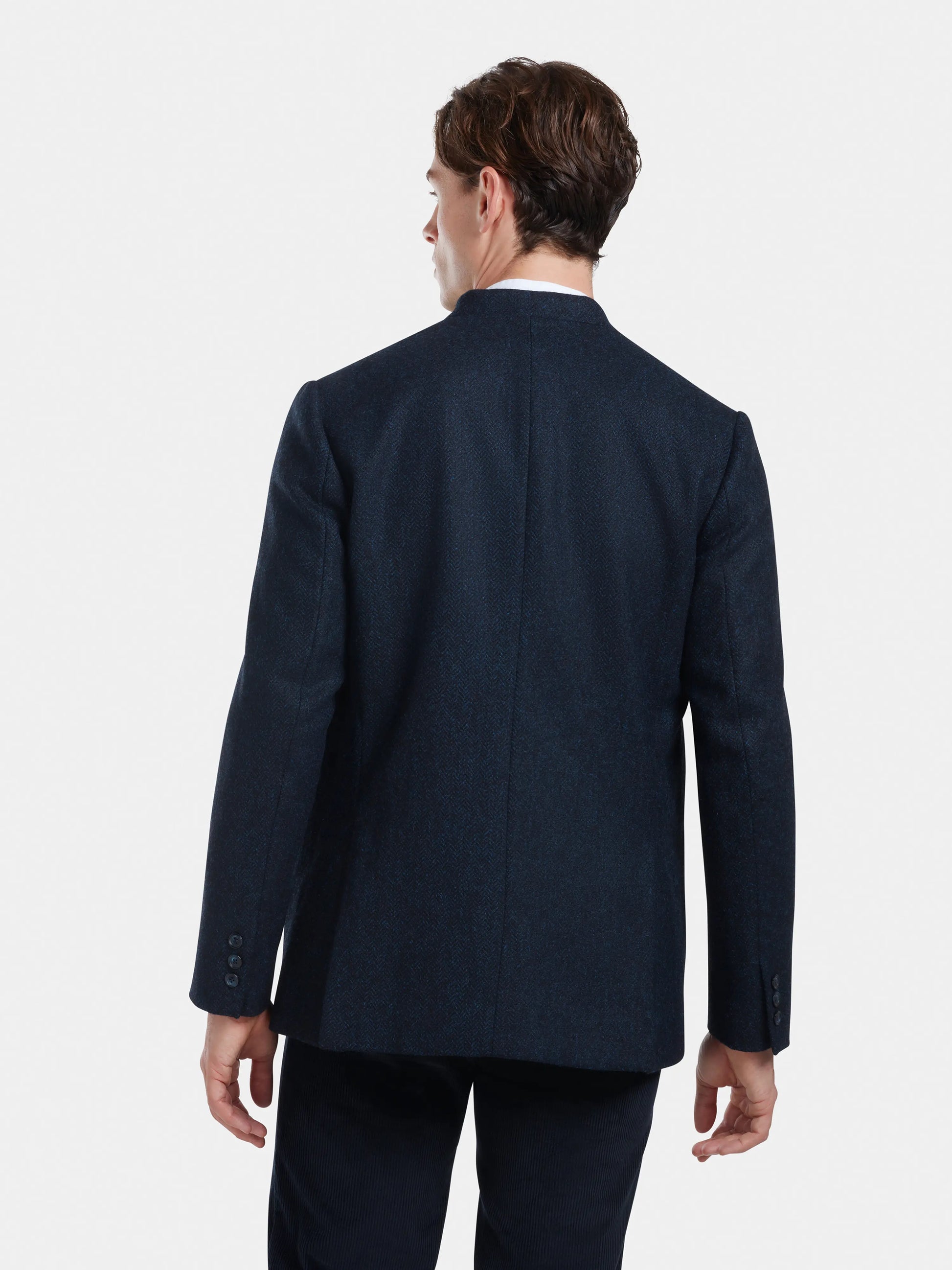 Midnight Herringbone Nehru Jacket, Nehru Jackets - SIRPLUS