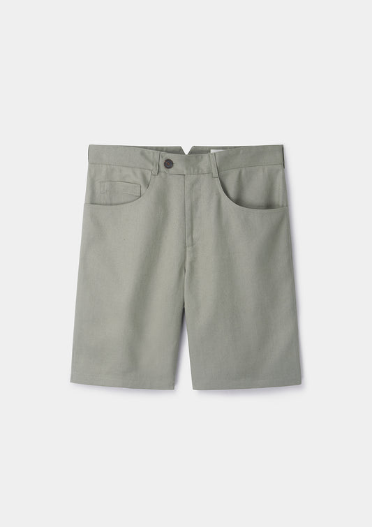 Sage Green Linen Shorts, Shorts - SIRPLUS