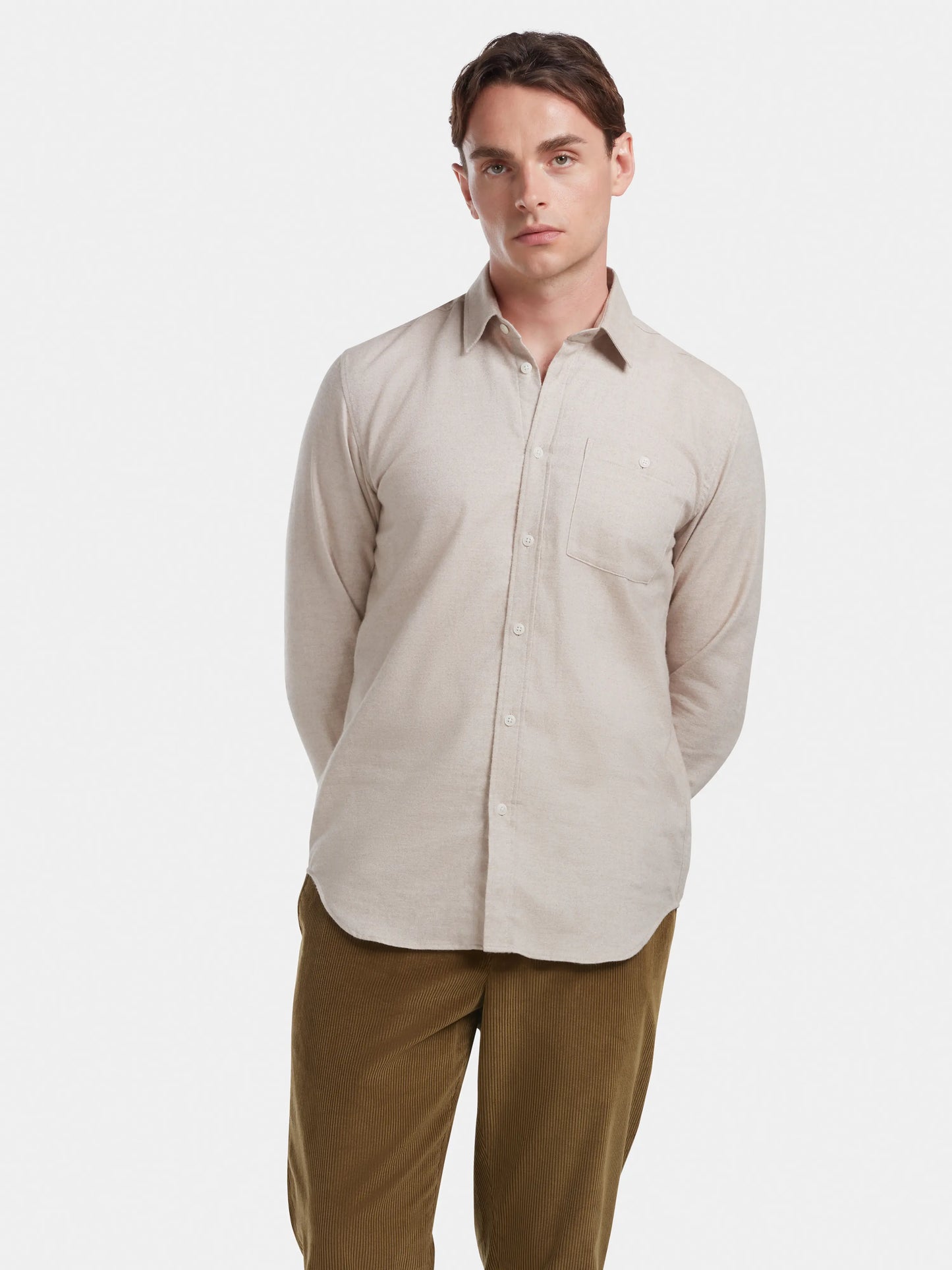 Sand Cotton Cashmere Shirt, Collar Shirt - SIRPLUS