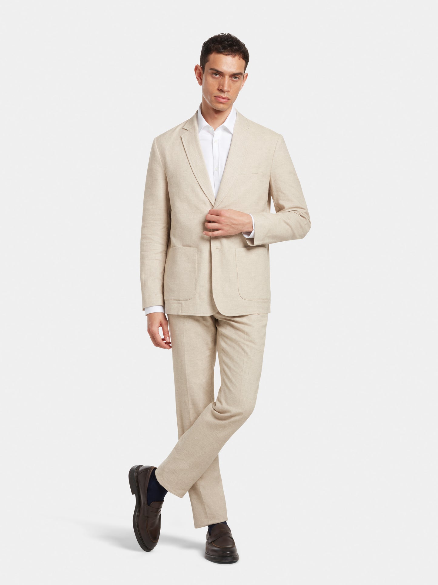 Sand Cotton Linen Blazer, Unlined Blazers - SIRPLUS