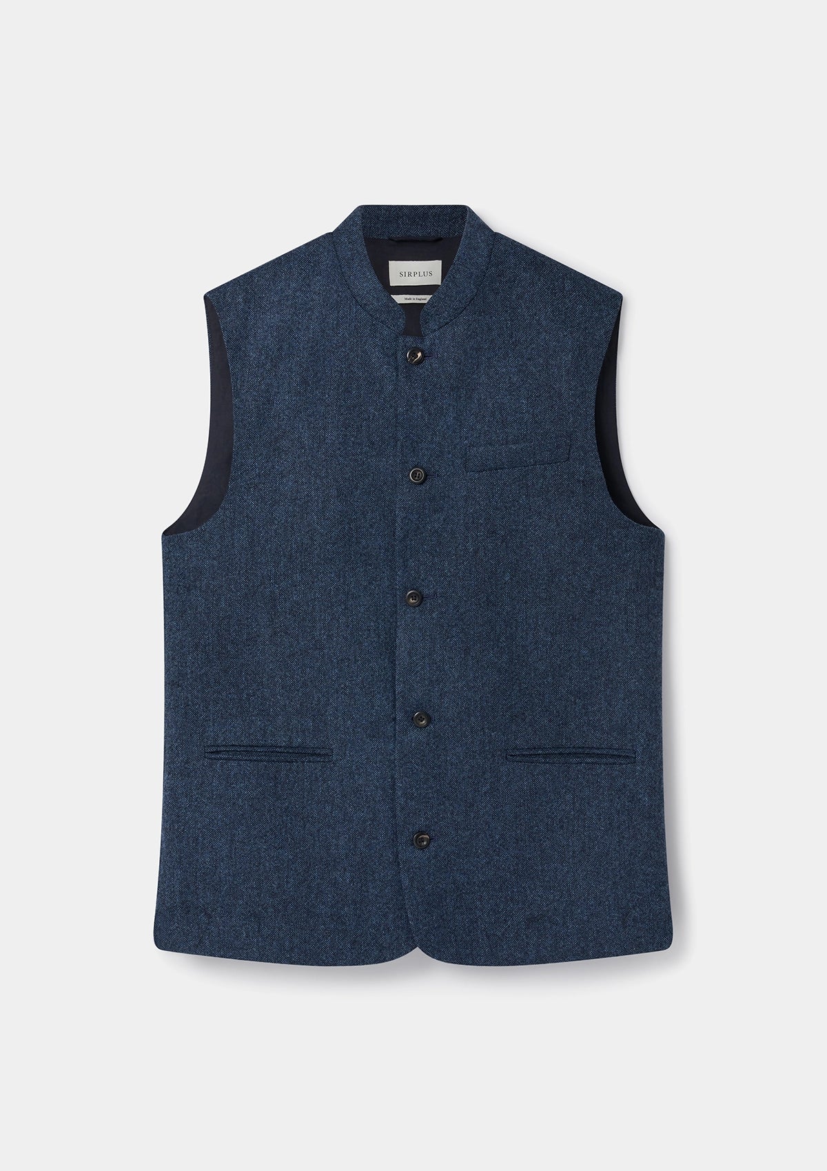 Slate Blue Tweed Nehru Waistcoat, Nehru Waistcoats - SIRPLUS