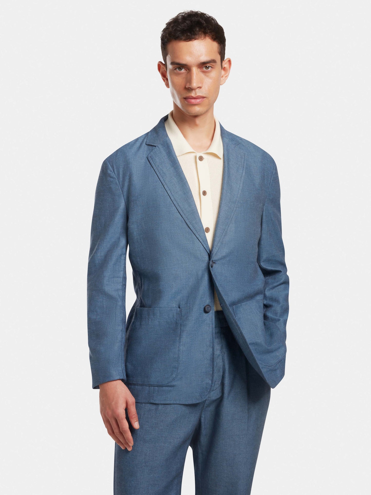 Steel Blue Twill Blazer, Unlined Blazers - SIRPLUS