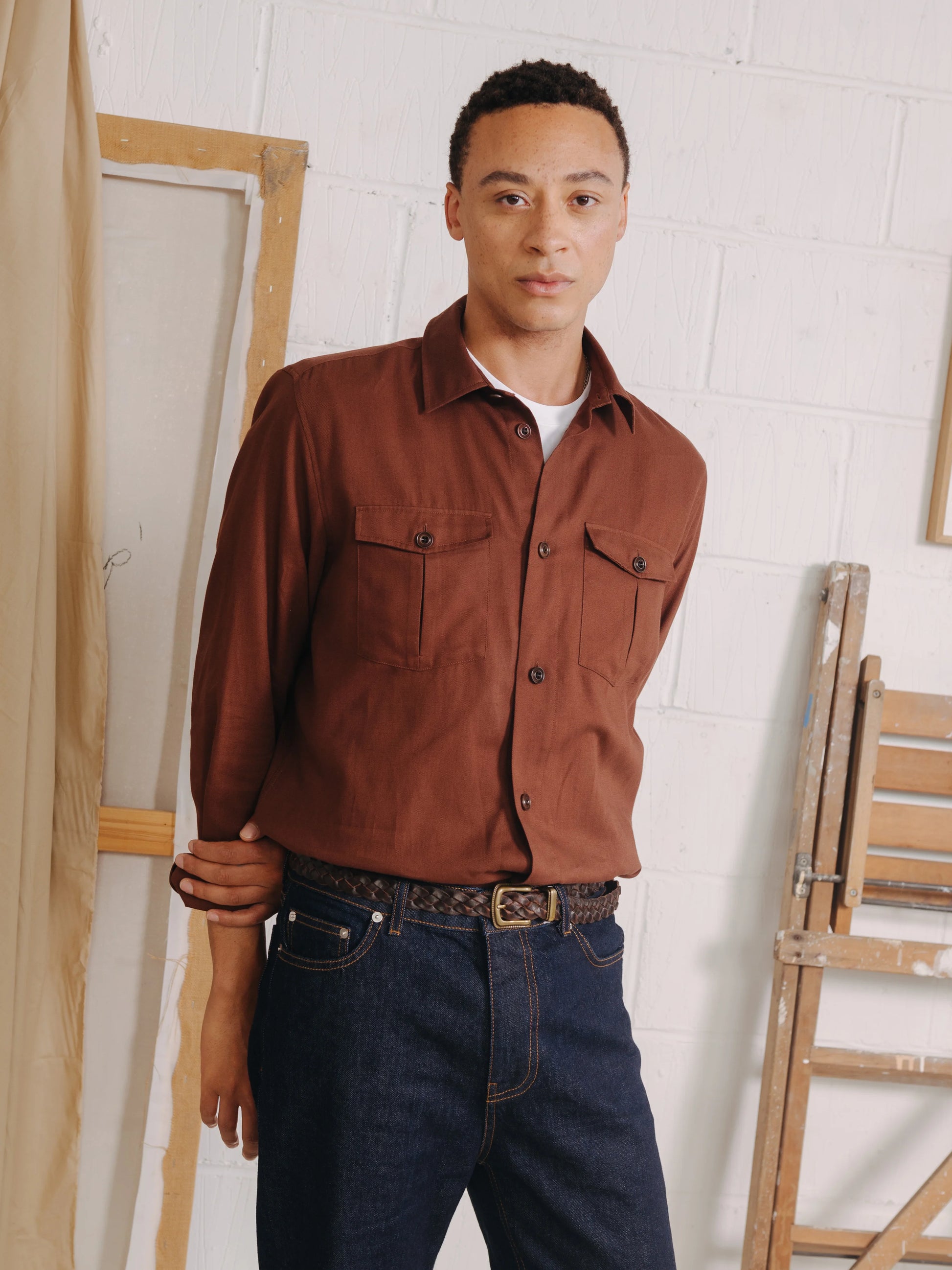 Terracotta Soft Cotton Work Shirt, Overshirt - SIRPLUS