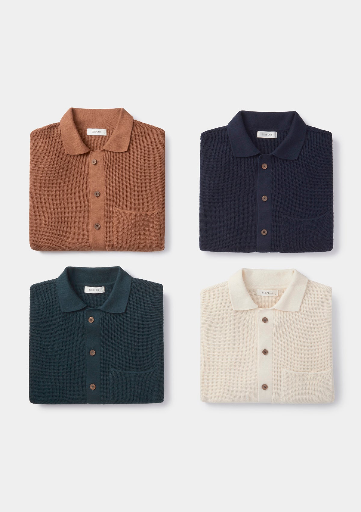 Caramel Waffle Knit Polo, Polo Shirts - SIRPLUS