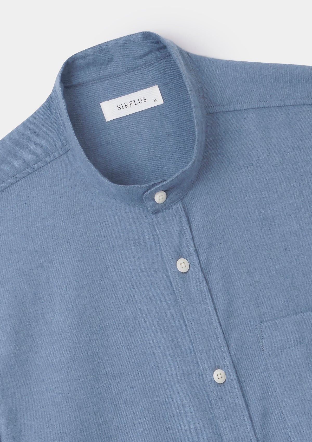 Washed Blue Brushed Cotton Grandad Shirt