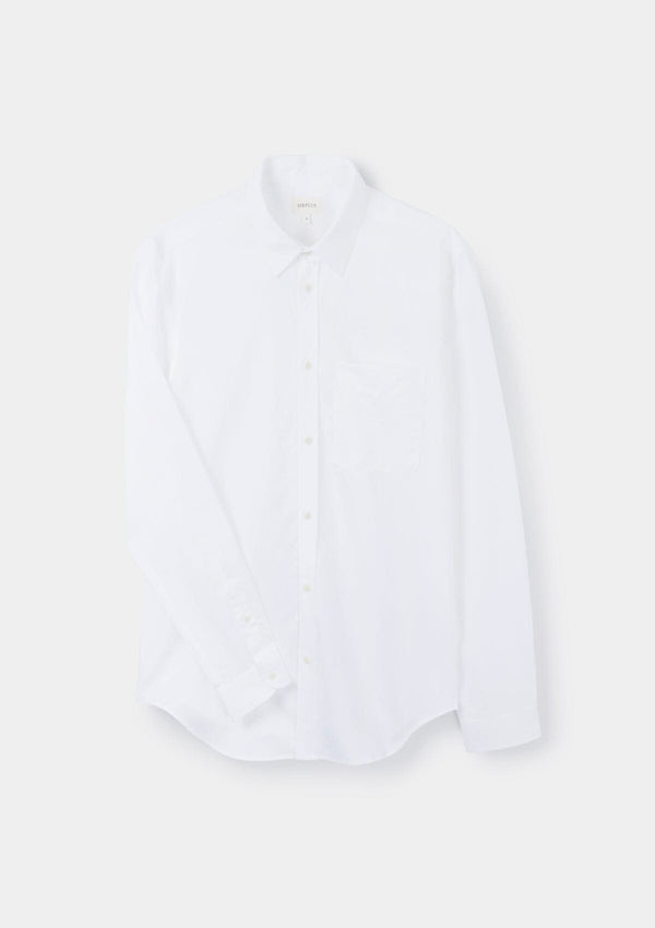 White Cotton Linen Collared Shirt, Collar Shirts - SIRPLUS