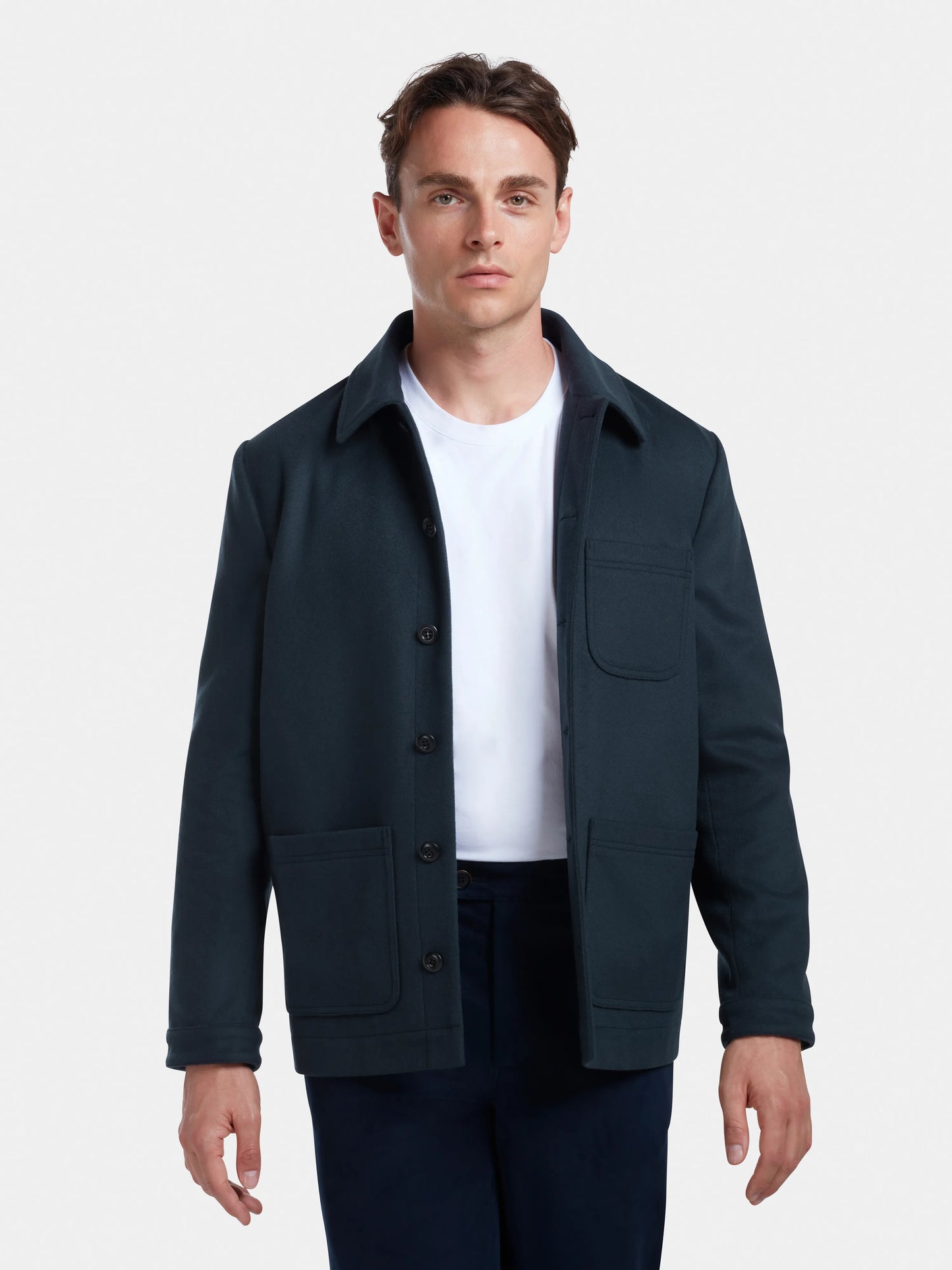 Navy Wool Cashmere Chore Jacket, Chore Jackets - SIRPLUS