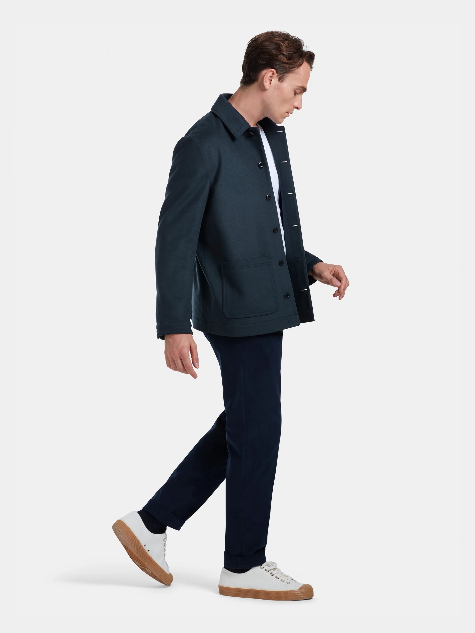 Navy Wool Cashmere Chore Jacket, Chore Jackets - SIRPLUS