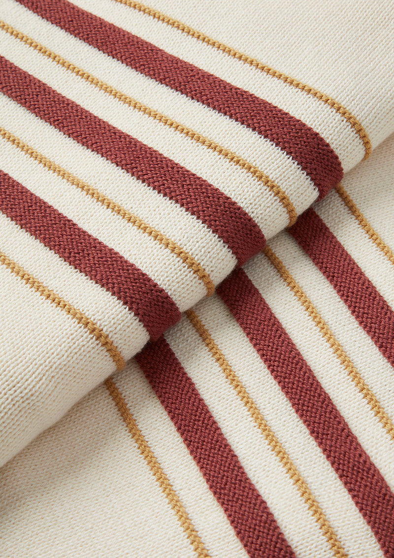 Rust & Yellow Textured Stripe Polo, Polo Shirts - SIRPLUS
