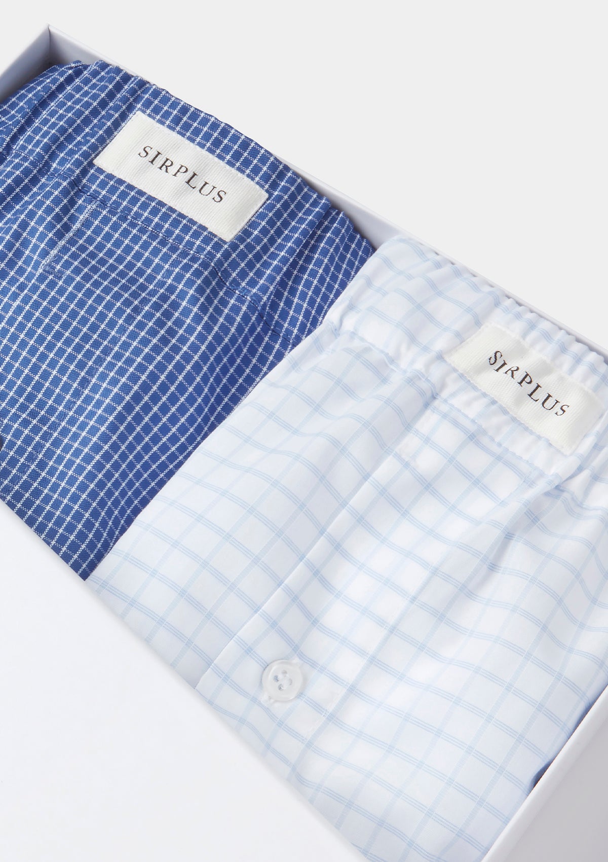 Blue Grid Cotton Boxer Shorts Gift Box