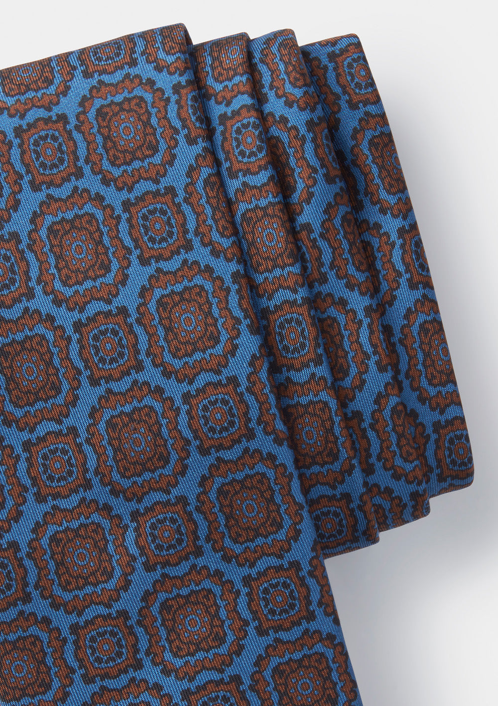 Blue and Brown Foulard Silk Tie