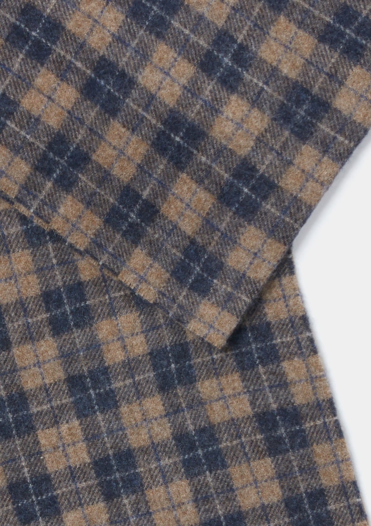 Navy and Beige Check Lambswool Scarf