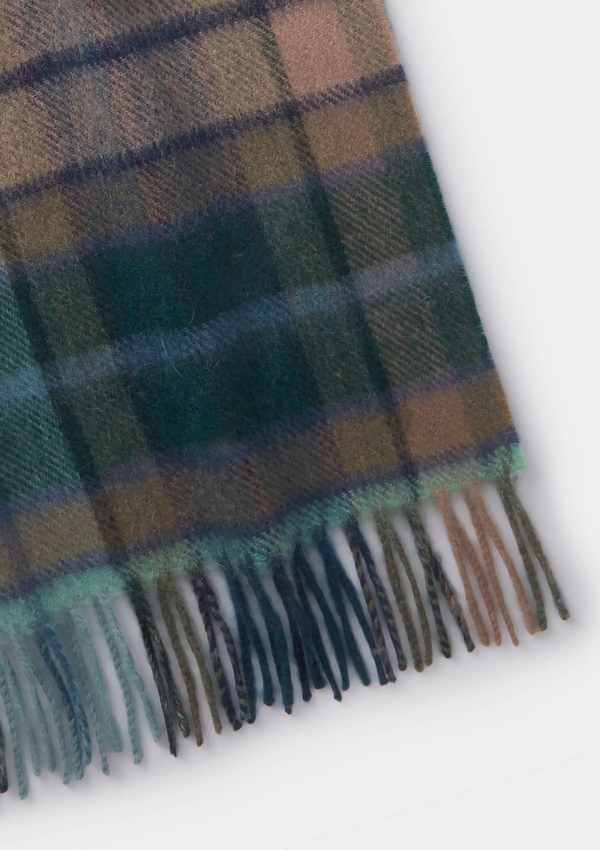 Green & Beige Tartan Cashmere Scarf, Scarf - SIRPLUS