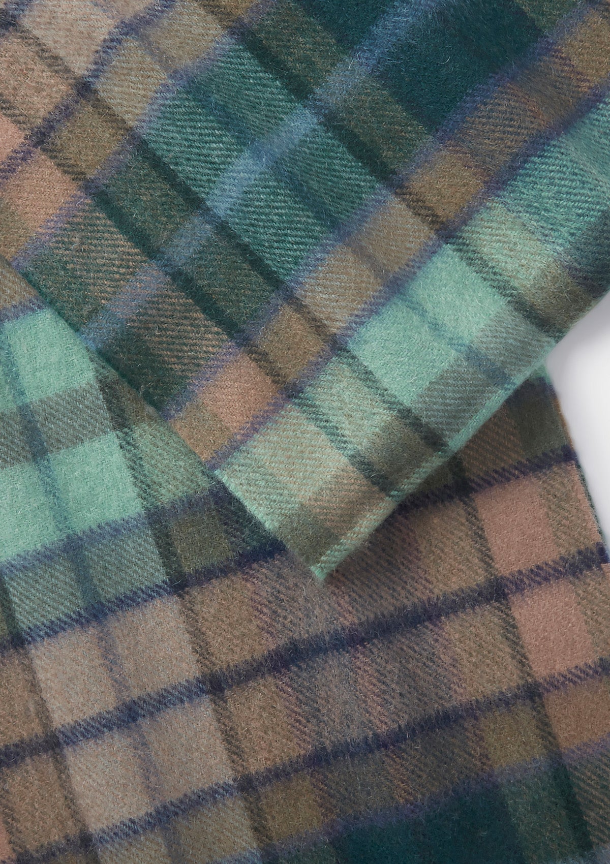 Green & Beige Tartan Cashmere Scarf, Scarf - SIRPLUS