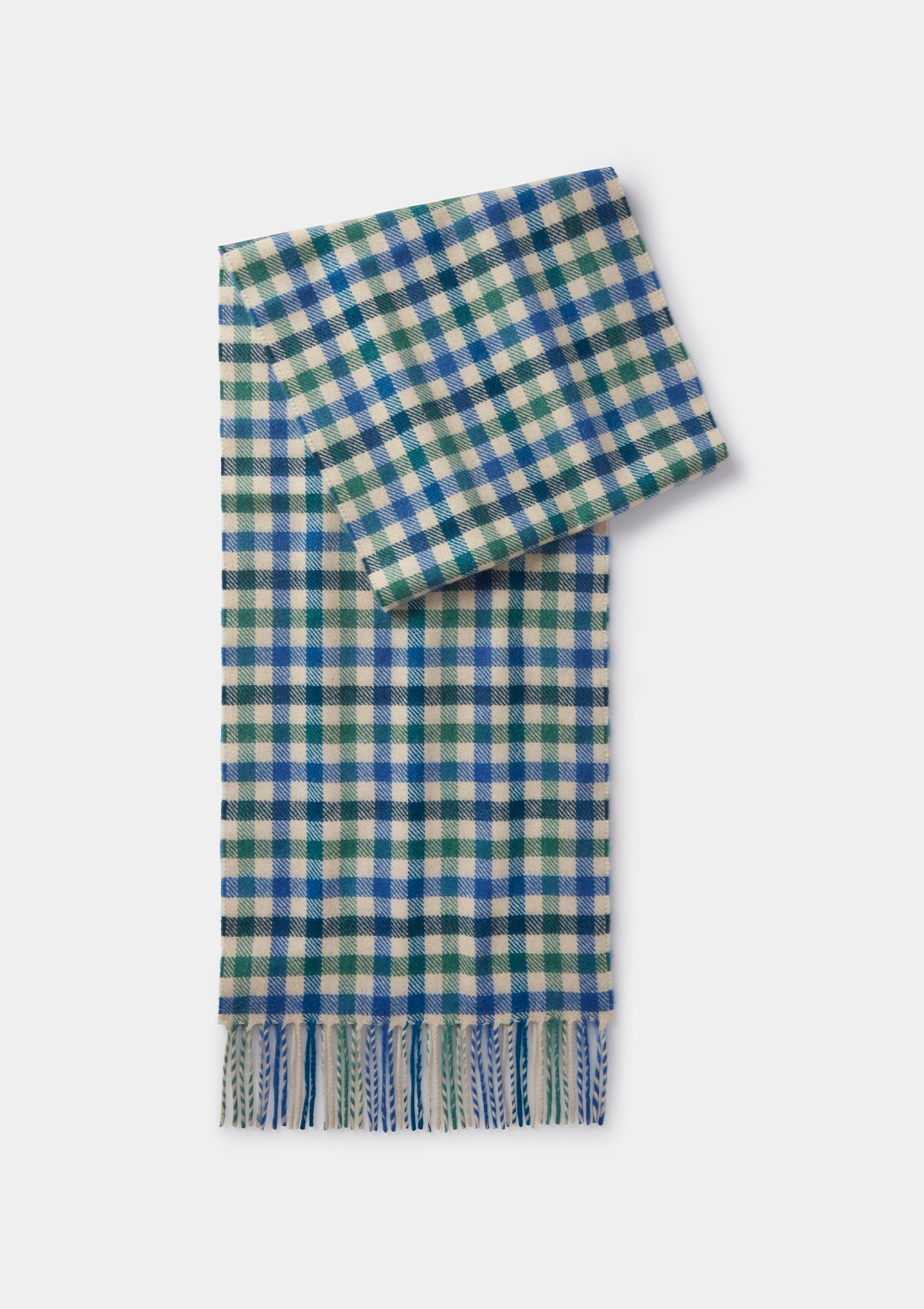 Green & Blue Check Cashmere Scarf, Scarf - SIRPLUS