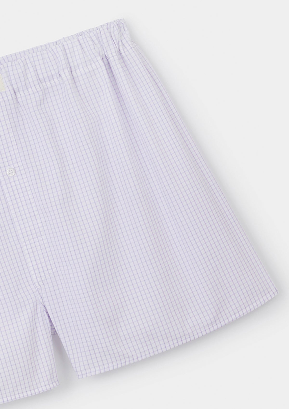 Lilac Check Cotton Boxer Shorts