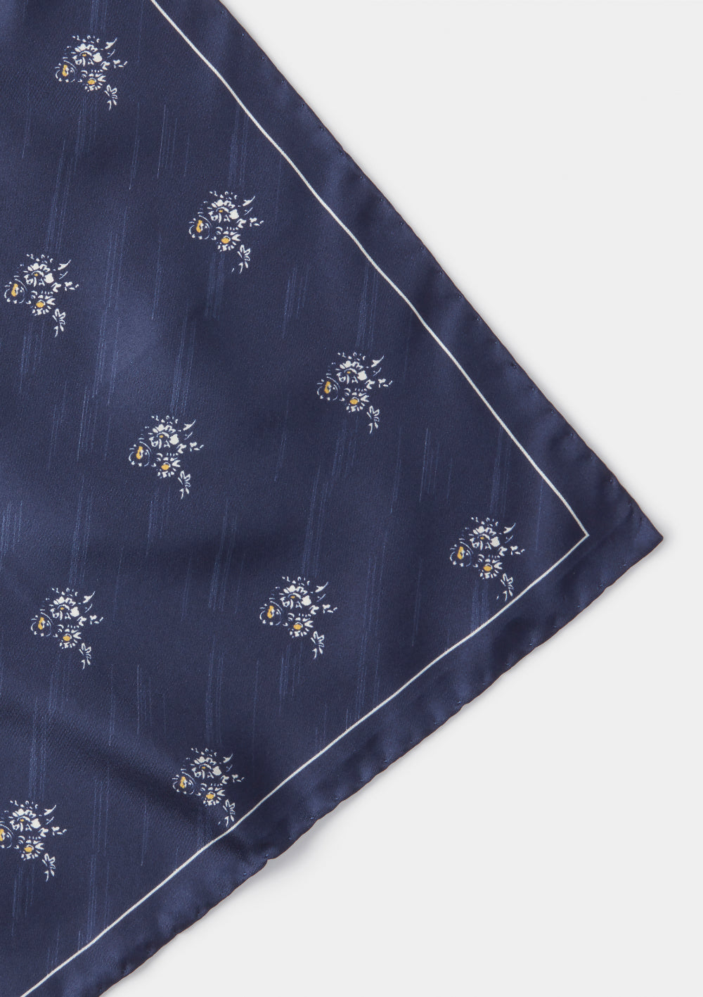 Navy Bouquet Silk Pocket Square