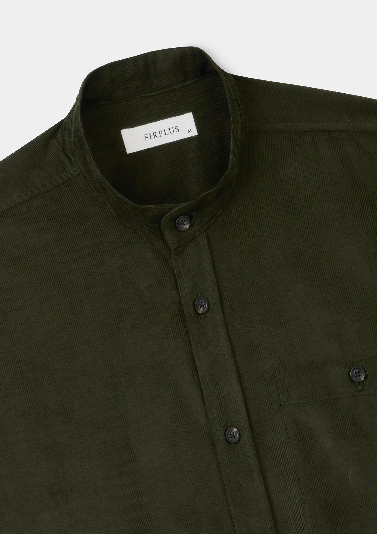 Olive Needlecord Grandad Shirt, Grandad Shirt - SIRPLUS