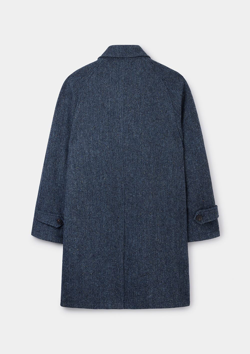 Slate Blue Herringbone Harris Tweed Overcoat, Coat - SIRPLUS