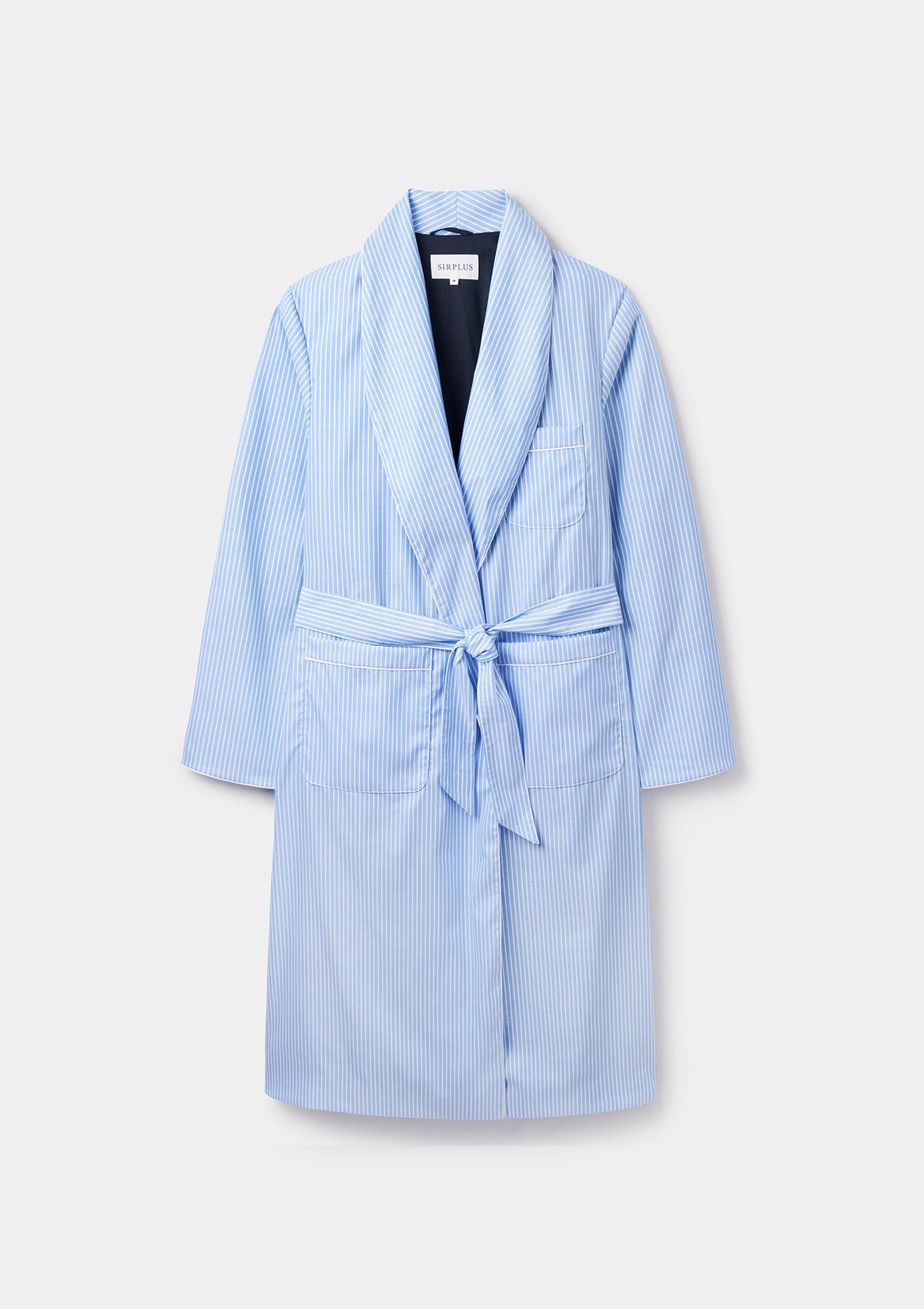 Light Blue Striped Cotton Dressing Gown, Dressing Gown - SIRPLUS