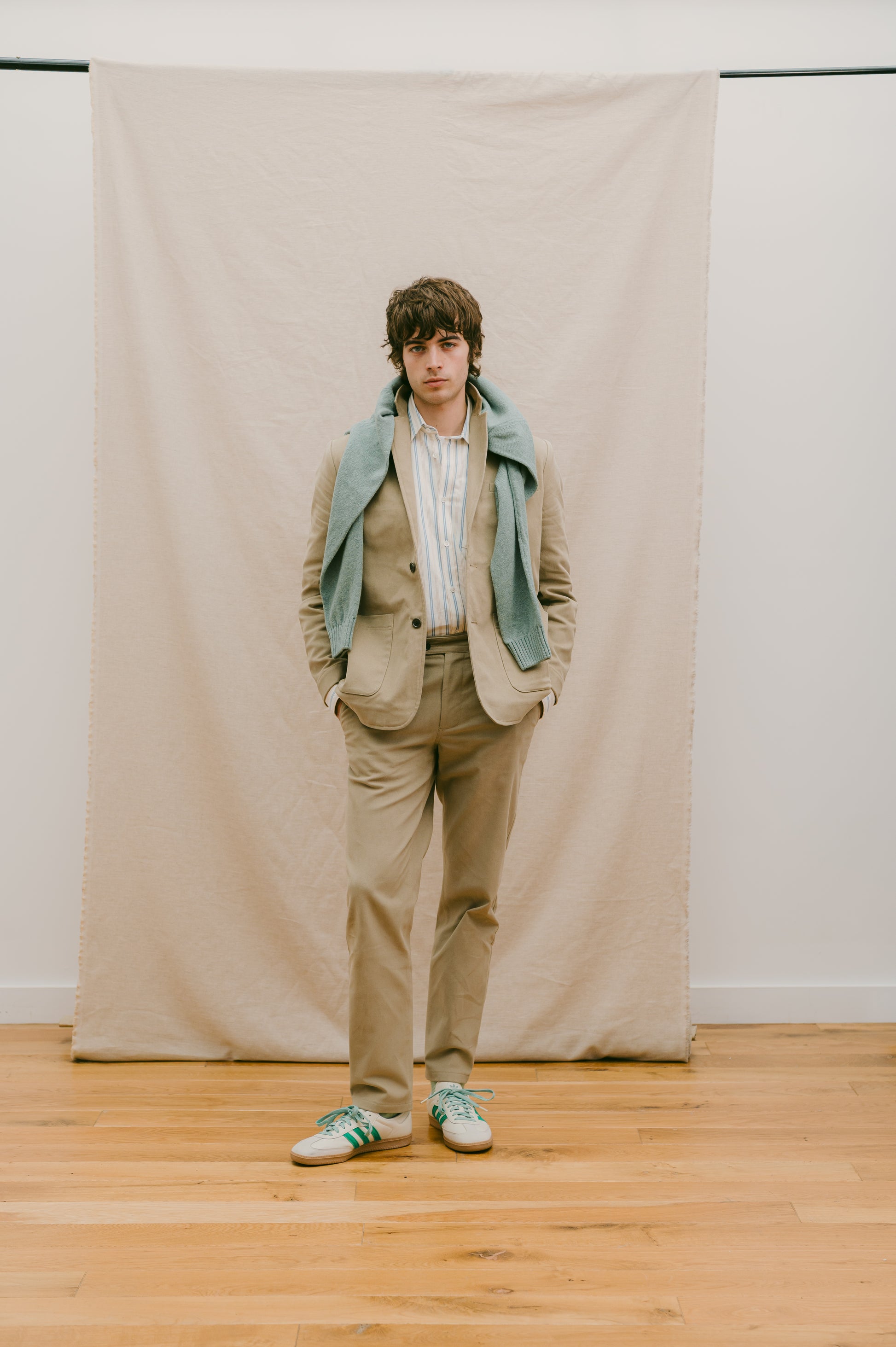 Khaki Cream Cotton Twill Suit, Suits - SIRPLUS