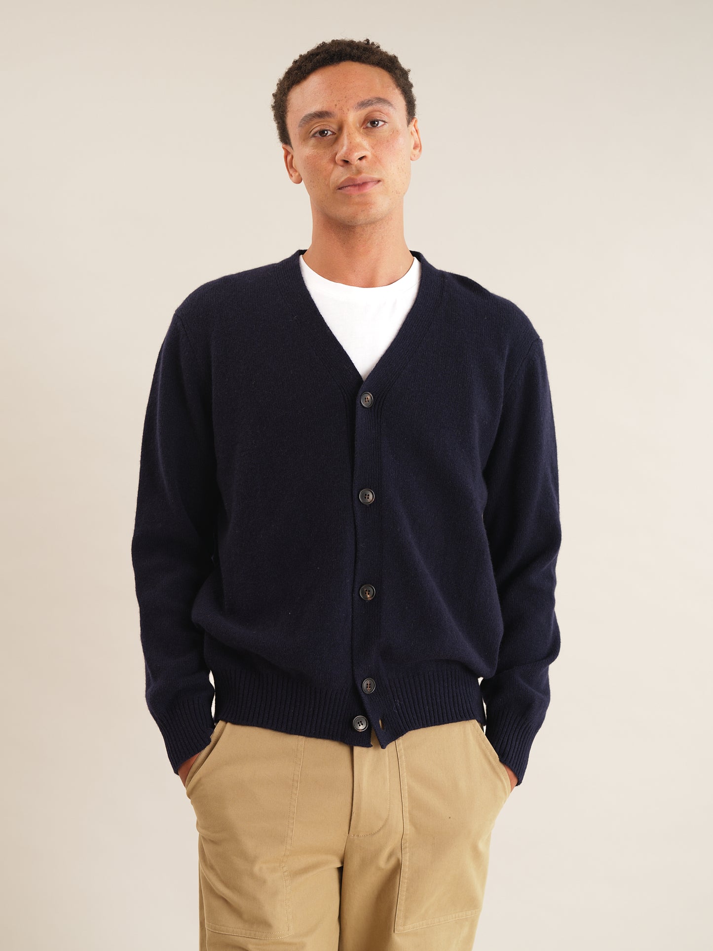 Navy Wool Cardigan