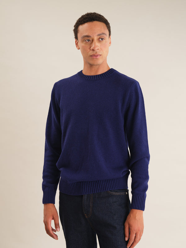 Lapis Blue Lambswool Crew Neck Jumper