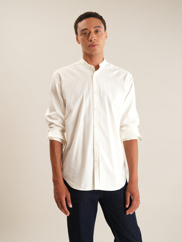 Cream Cotton Cashmere Grandad Shirt